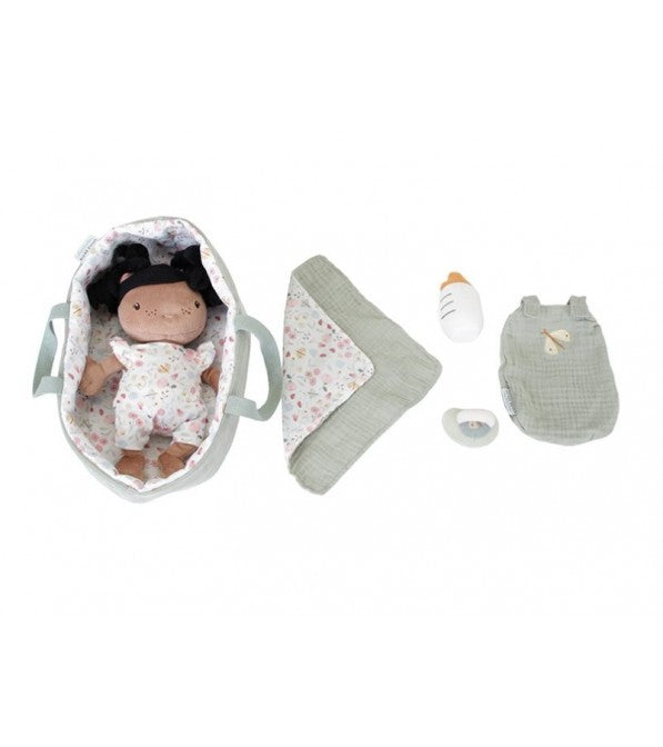 Bambola neonato con culla e accessori