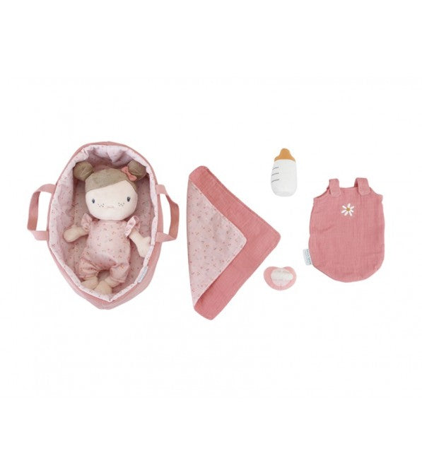 Bambola neonato con culla e accessori
