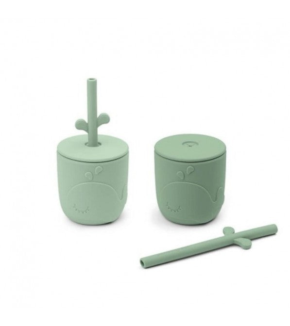 Bicchieri con tappo e cannuccia in silicone - 2 pz.