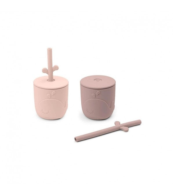 Bicchieri con tappo e cannuccia in silicone - 2 pz.