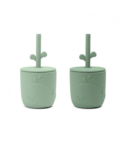 Bicchieri con tappo e cannuccia in silicone - 2 pz.
