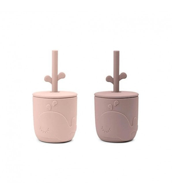 Bicchieri con tappo e cannuccia in silicone - 2 pz.