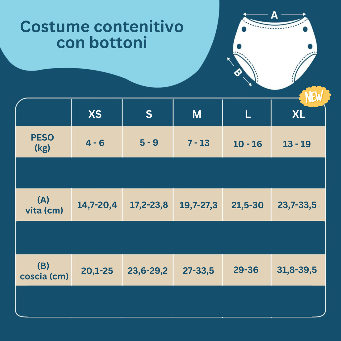 Costume Contenitivo con bottoni - L (10-16 kg)