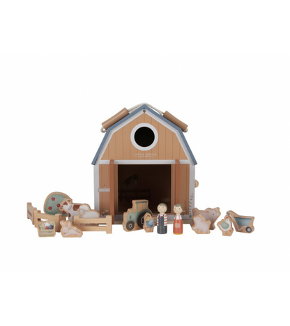 Fattoria portatile con animali in legno
