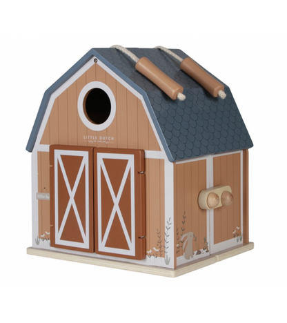 Fattoria portatile con animali in legno