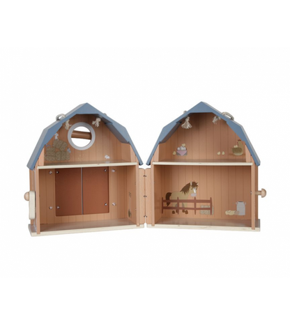 Fattoria portatile con animali in legno