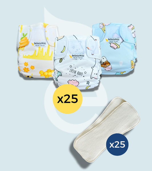Kit Completo 25 Pannolini Lavabili Pocket in AWJ - Belinda Wild