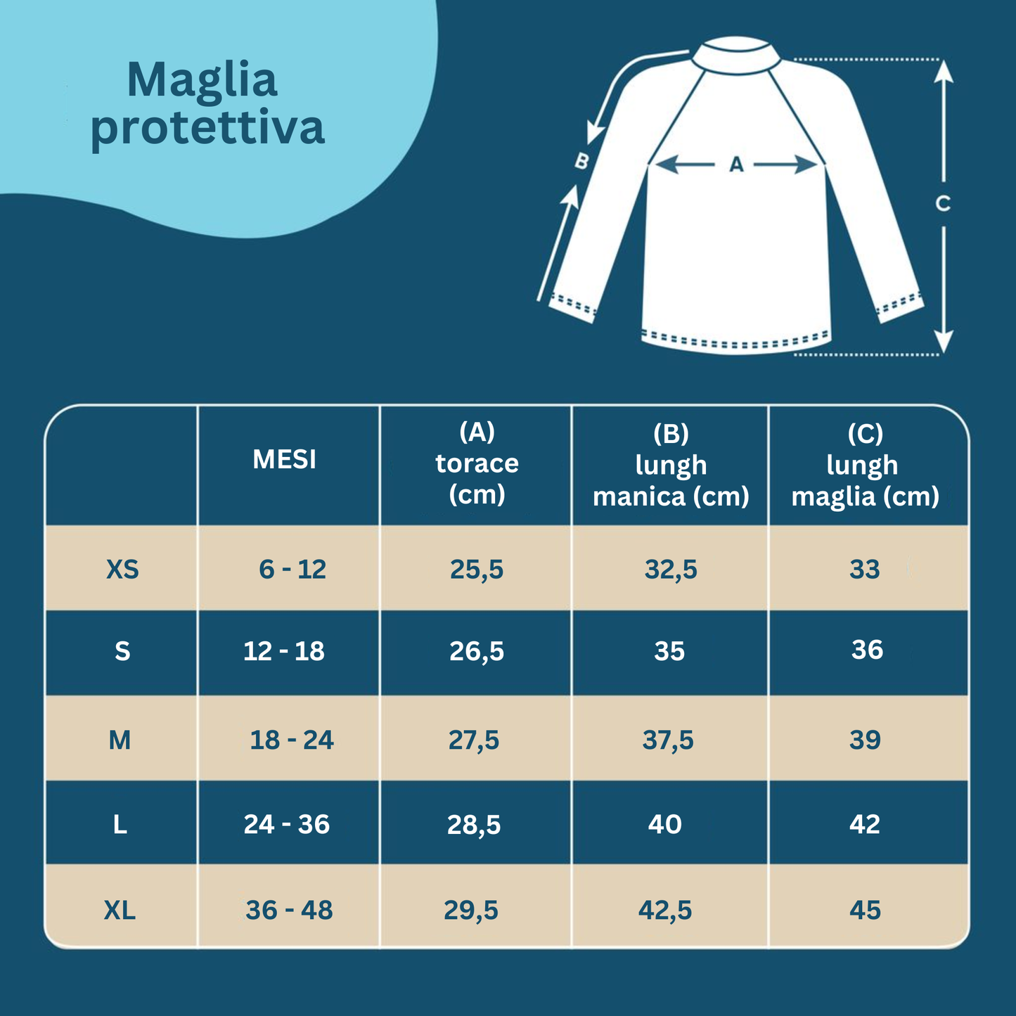 Maglia Protezione UV UPF50+ -  S (12-18 mesi)