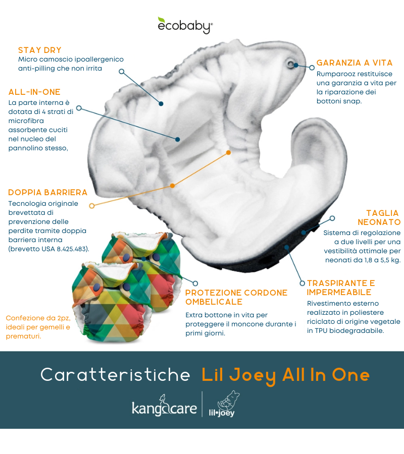 Pannolino lavabile neonato AIO - Lil Joey (x2)