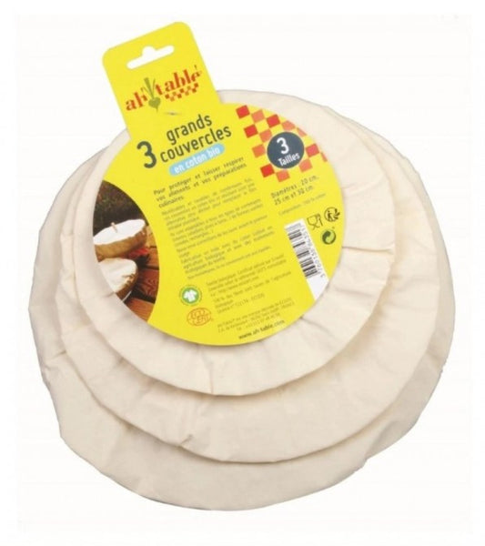 Set 3 coperchi in cotone biologico