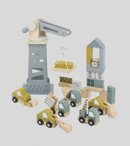 Set cantiere in legno con mezzi
