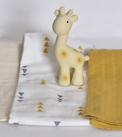 Set regalo mussole + sonaglio massaggiagengive giraffa