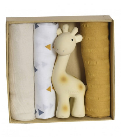Set regalo mussole + sonaglio massaggiagengive giraffa