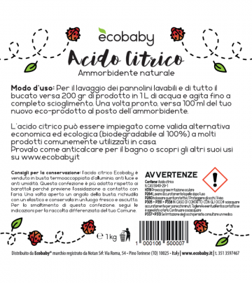 Acido Citrico 1kg - Prodotto Ecologico Naturale per Bucato e Casa