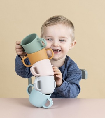 Navik, bicchiere bambino di silicone, bicchiere neonato 6 mesi, tazza  bambini con due manici